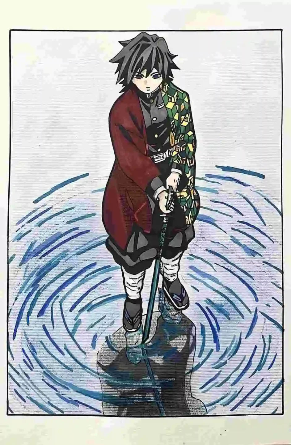 Fanart realizzata a mano di Tomioka (Demon Slayer).